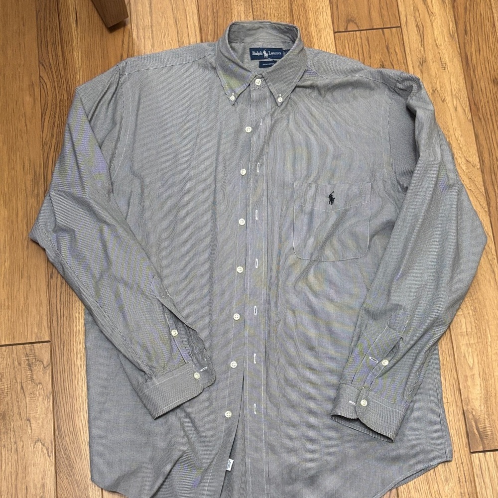 Ralph Lauren Men's Button-Down Shirt in Navy & White check